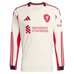 Mohamed Salah Liverpool adidas 2025/26 Away Long Sleeve Player Jersey - White
