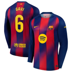 Nike Gavi Barcelona 2025/26 Home Long Sleeve Jersey - Navy
