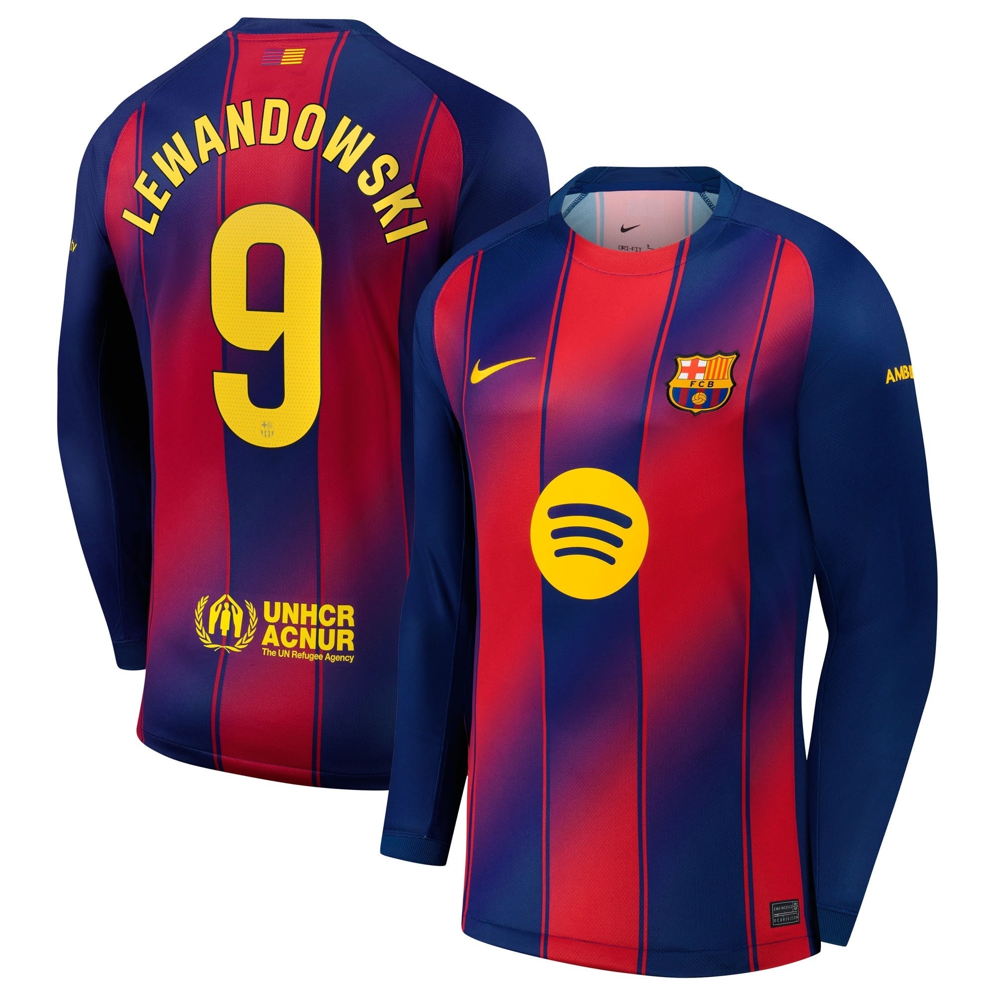 Nike Robert Lewandowski Barcelona 2025/26 Home Long Sleeve Jersey - Navy