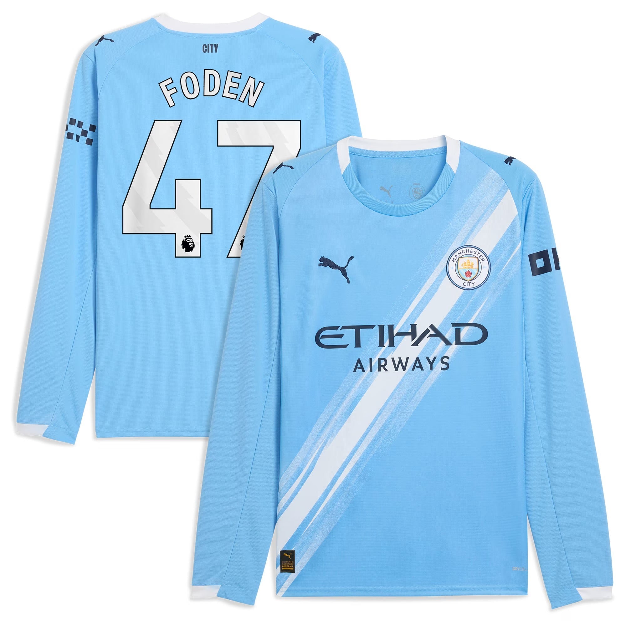 Phil Foden Manchester City Puma 2025/26 Home Long Sleeve Player Jersey - Sky Blue
