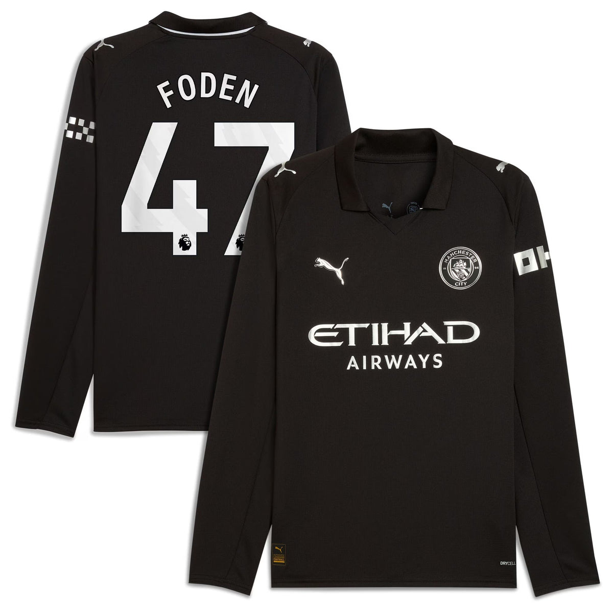 Phil Foden Manchester City Puma Away 2025/26 Long Sleeve Player Jersey - Black