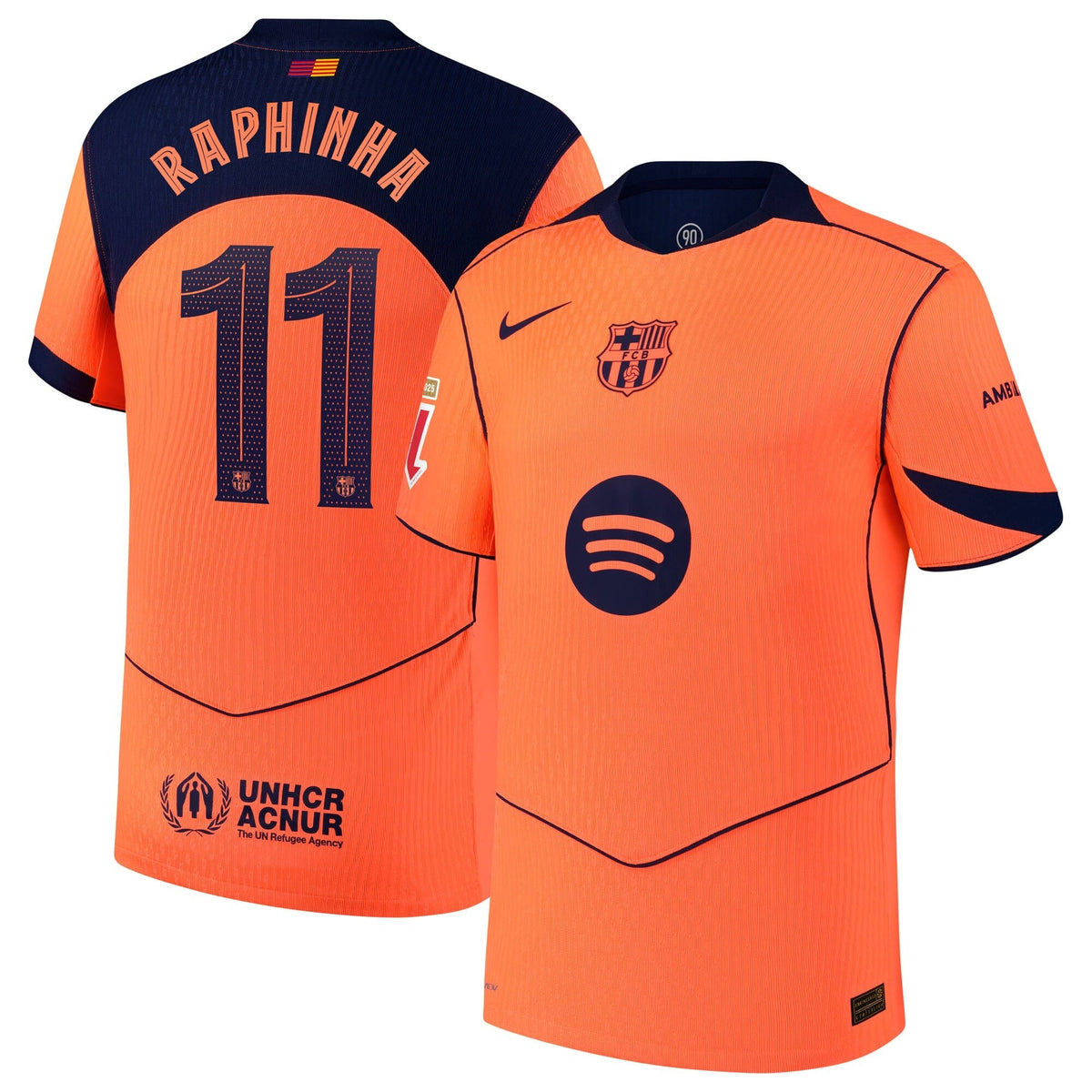 Raphinha Barcelona Nike 2025/26 Third Player Jersey - Orange