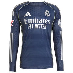 Real Madrid adidas 2025/26 Away Long Sleeve Custom Jersey - Blue