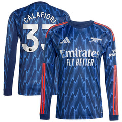 Riccardo Calafiori Arsenal adidas 2025/26 Away Long Sleeve Player Jersey - Blue