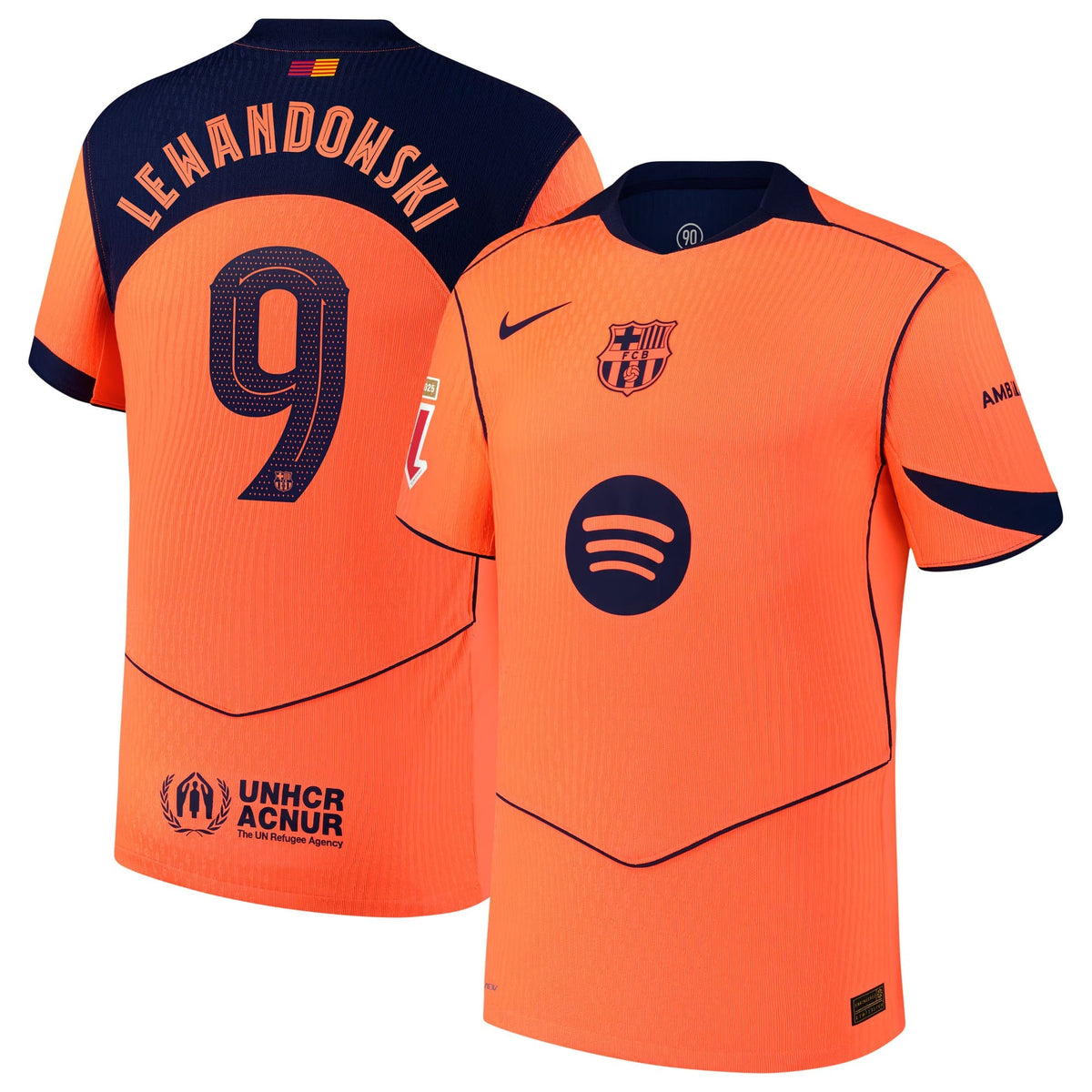 Robert Lewandowski Barcelona Nike 2025/26 Third Player Jersey - Orange