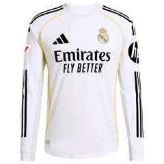 Rodrygo Real Madrid adidas 2025/26 Home Long Sleeve Jersey - White