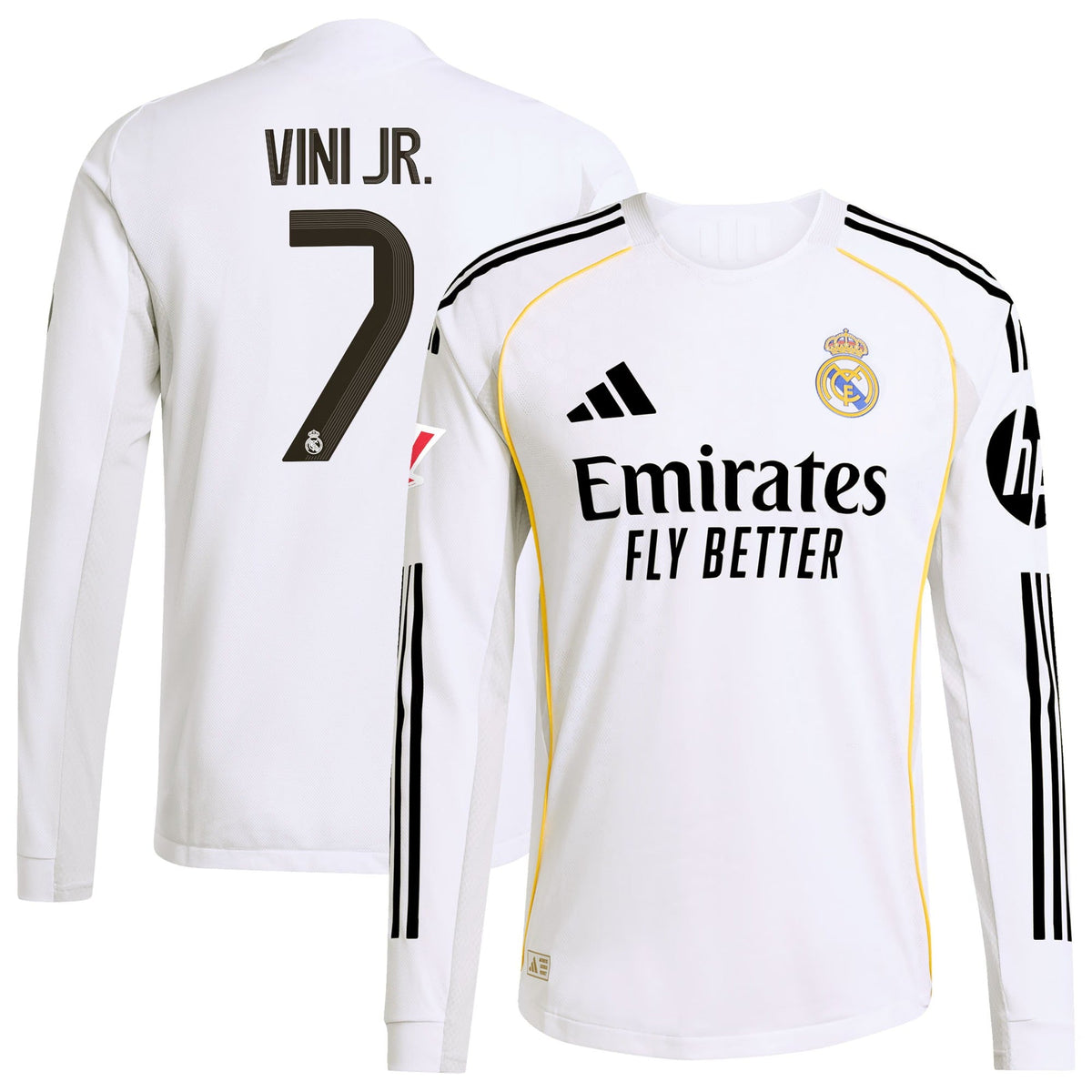 Vini Jr. Real Madrid adidas 2025/26 Home Long Sleeve Jersey - White