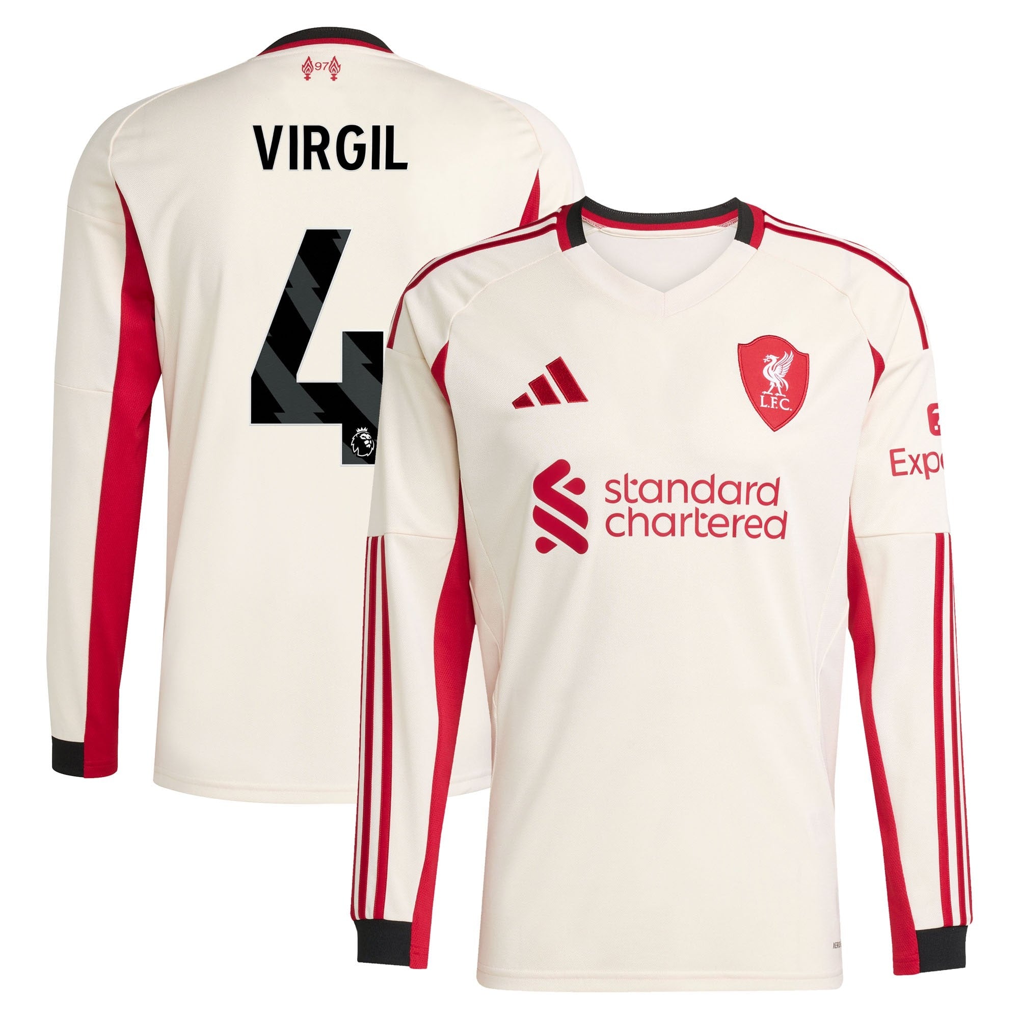 Virgil van Dijk Liverpool adidas 2025/26 Away Long Sleeve Player Jersey - White