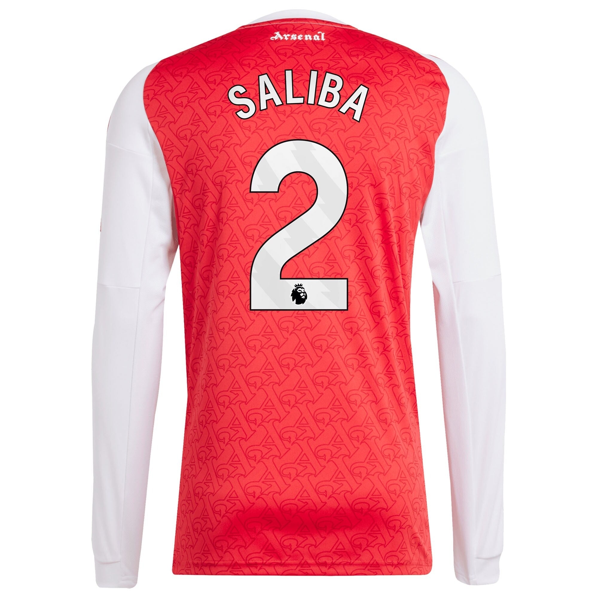 William Saliba Arsenal adidas 2025/26 Home Long Sleeve Player Jersey - Red
