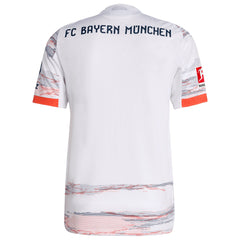 Back view of Bayern Munich 2026 away Adidas Custom jersey in white with team name and red accents