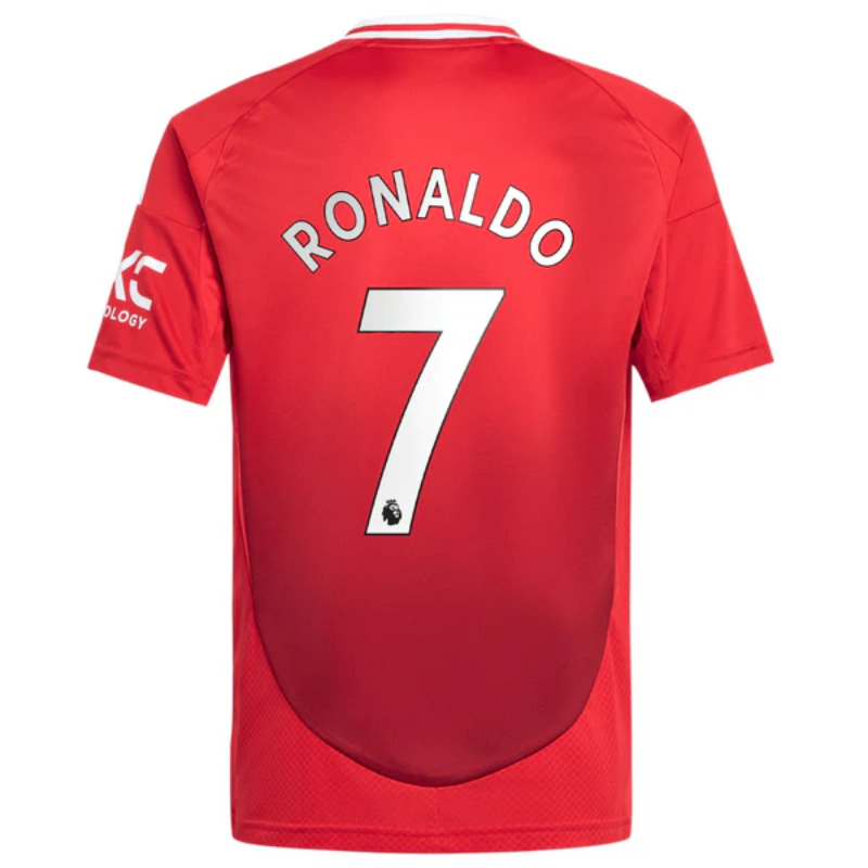 Back view of Cristiano Ronaldo Manchester United 2025 jersey by adidas in red with number 7