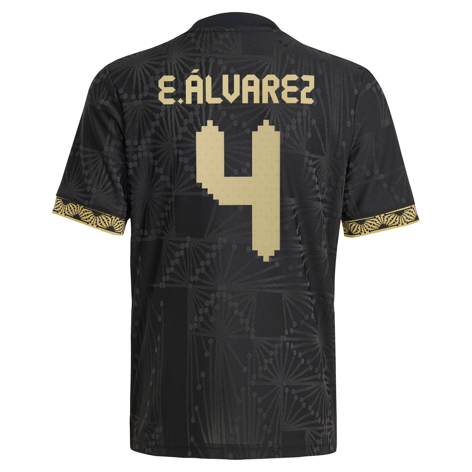 Adidas Edson Alvarez Mexico Jersey 2025 in black with gold details and number 4 on back
