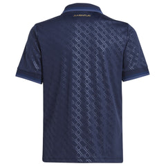 Back view of adidas Juventus 2025 Third Jersey in navy with subtle patterned design and gold Juventus logo