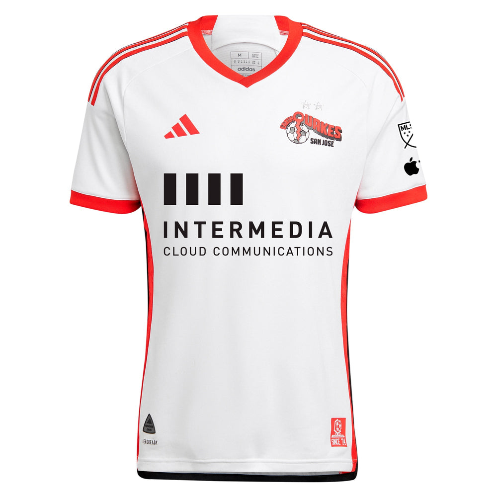 adidas San Jose Earthquakes custom jersey white with red trim and sponsor logos