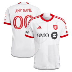 adidas Toronto FC 2025 kit white soccer jersey with red accents and customizable name and number