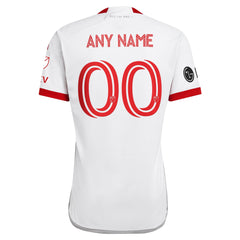 adidas Toronto FC 2025 kit white jersey with red accents and customizable name and number on back