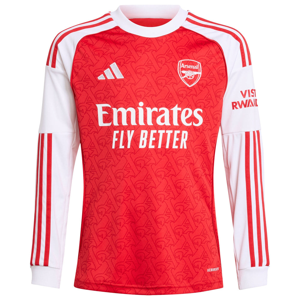 Arsenal 2026 home Adidas Custom jersey in red and white with long sleeves and sponsor logo