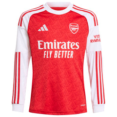 Arsenal 2026 home Adidas Custom jersey in red and white with long sleeves and sponsor logo