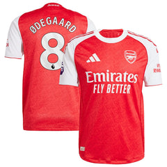 Martin Ødegaard Arsenal Adidas Home jersey 2026 in red and white with number 8 and Emirates Fly Better logo