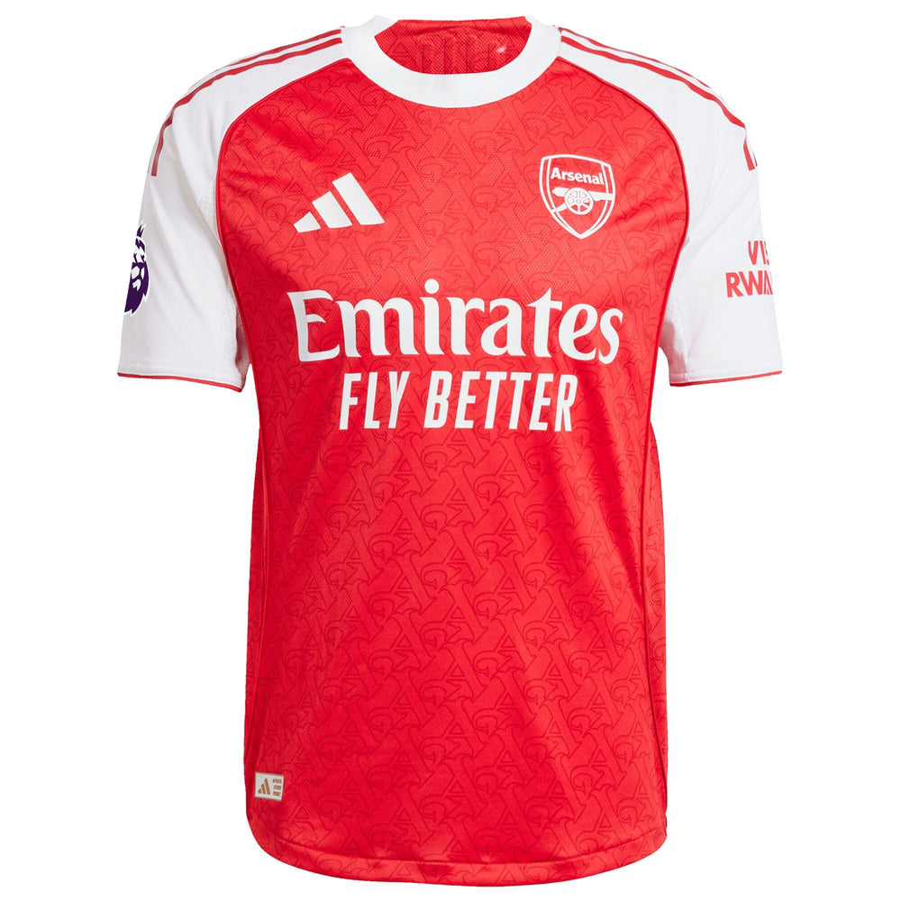 Red and white Riccardo Calafiori Arsenal Adidas jersey 2026 with Emirates Fly Better 