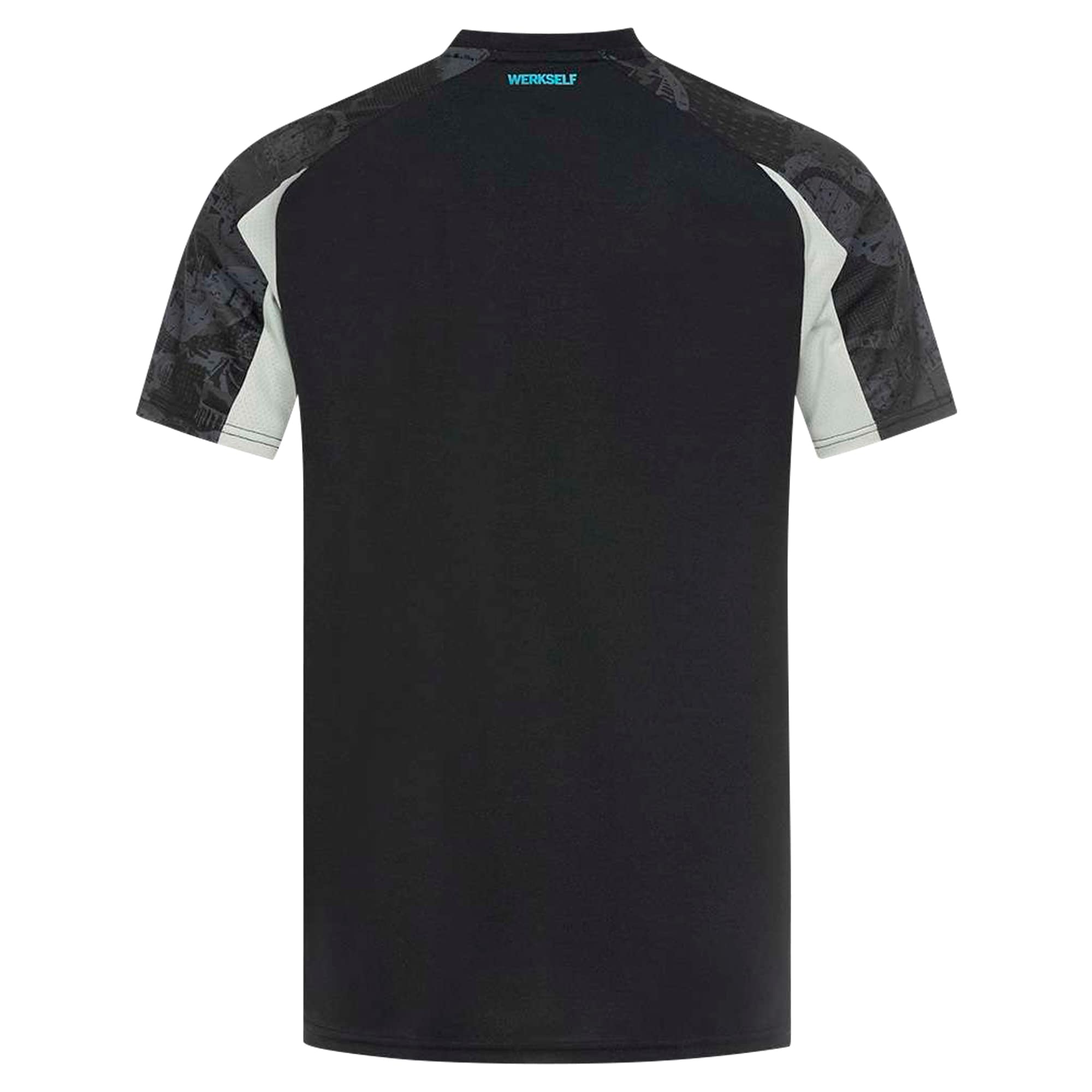 Back view of Bayer Leverkusen 2024-25 third shirt by Castore in black with patterned sleeves