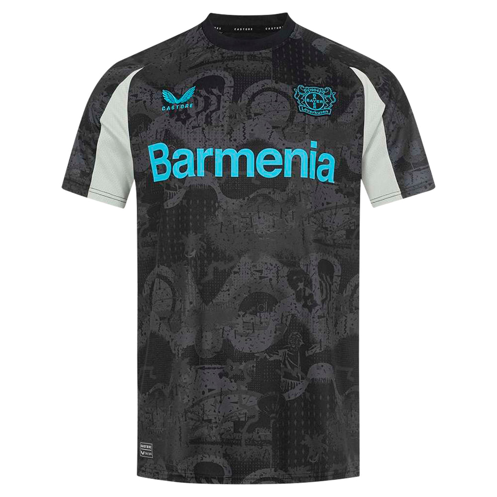 Castore Bayer Leverkusen 2024-25 third shirt in black with blue logos and white sleeve accents