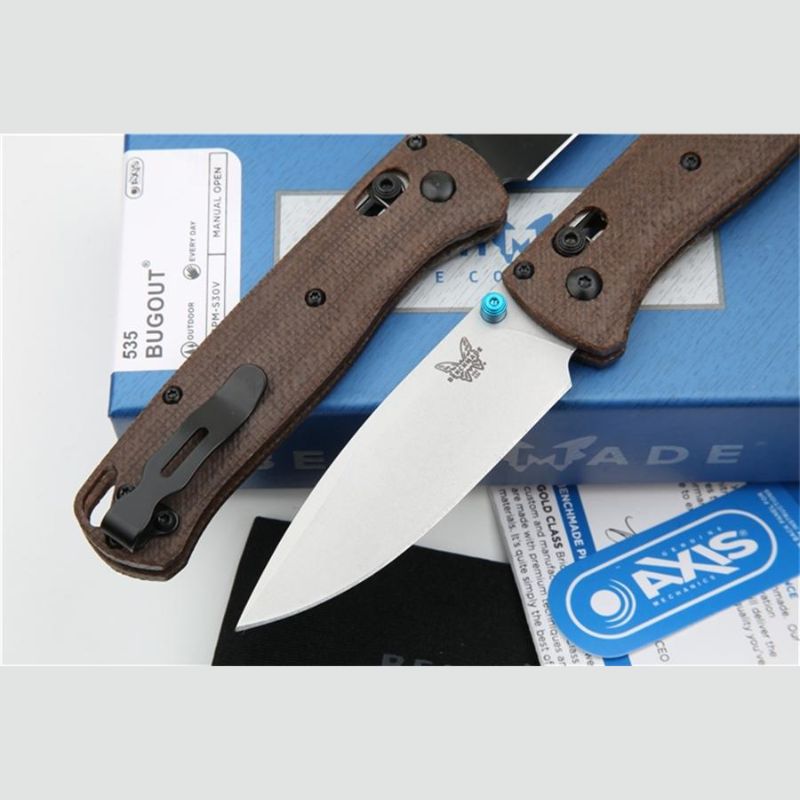 benchmade Bugout 535 Folding Knife For Camping Hunt brown