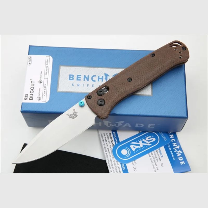 benchmade Bugout 535 Folding Knife For Camping Hunt brown