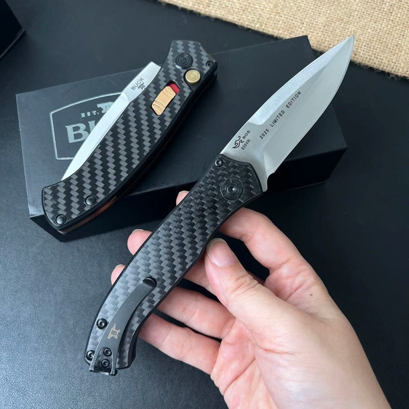 knivescollection™ bk838 folding utility knife – s35vn blade, carbon fiber handle