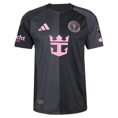 adidas Lionel Messi Inter Miami jersey 2025 in black and pink with team and sponsor logos