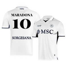 EA7 Maradona Napoli 2024 2025 jersey white with black lettering and number 10 on back