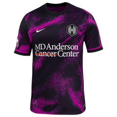 Nike Houston Dash Cosmic Storm Jersey with black and purple cosmic design and MD Anderson Cancer Center logo