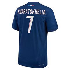 Nike Khvicha Kvaratskhelia PSG jersey 2024 in blue with player name and number 7 on the back