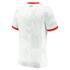 Back view of Liverpool Nike 2025 third Custom jersey in white with red and yellow accents