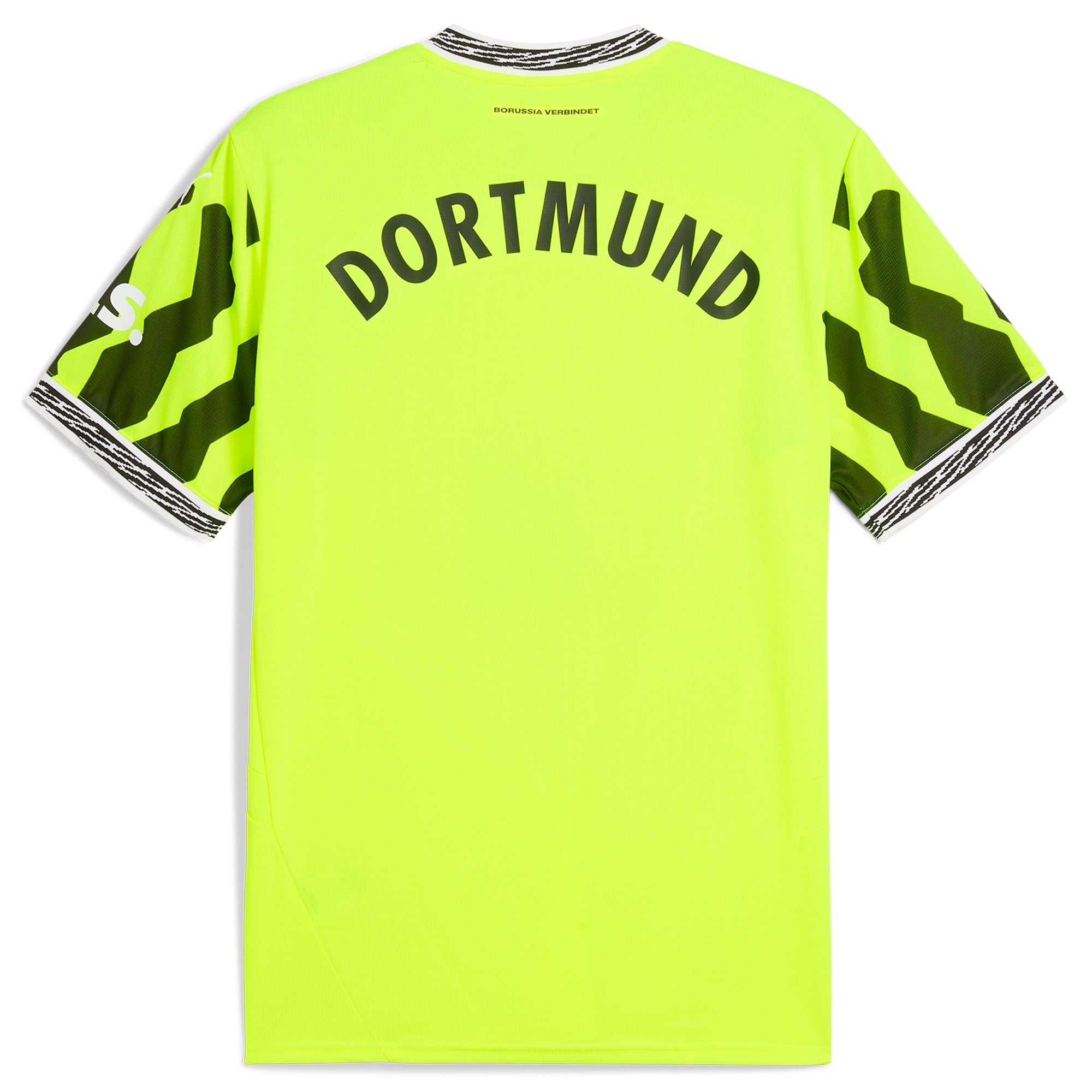 Puma Borussia Dortmund 2024 jersey in bright yellow with Dortmund text on back and black sleeve accents