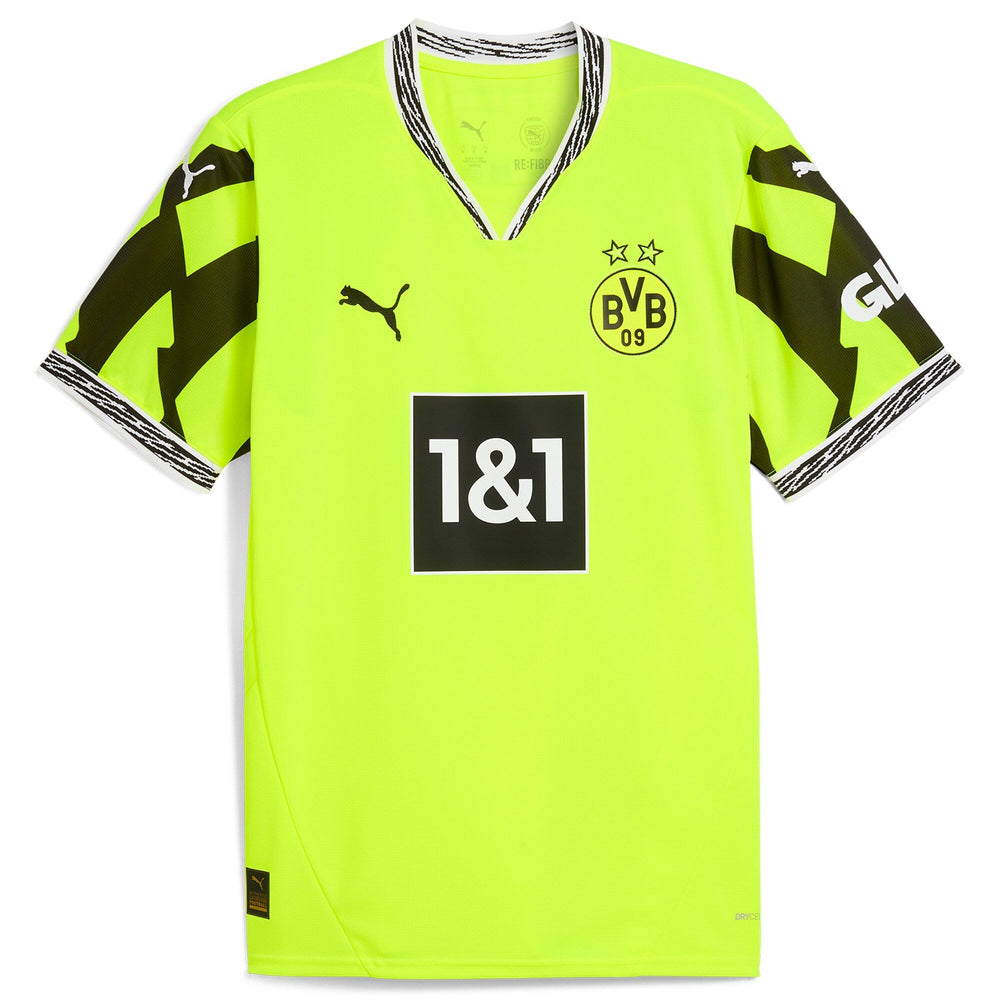 Puma Borussia Dortmund 2024 jersey in bright yellow with black details and sponsor logos