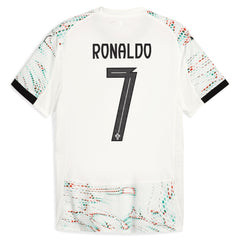 Back view of Cristiano Ronaldo Portugal away jersey 2025 by Puma with number 7 and colorful sleeve details
