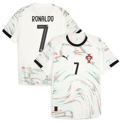 Puma Cristiano Ronaldo Portugal away jersey 2025 white football shirt with number 7 and black collar