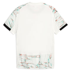 Puma Portugal 2025 Away Jersey white soccer shirt with abstract green and red patterns on sleeves and lower back