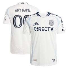 Adidas San Diego FC Adids jersey 2025 in white with navy accents and customizable name and number